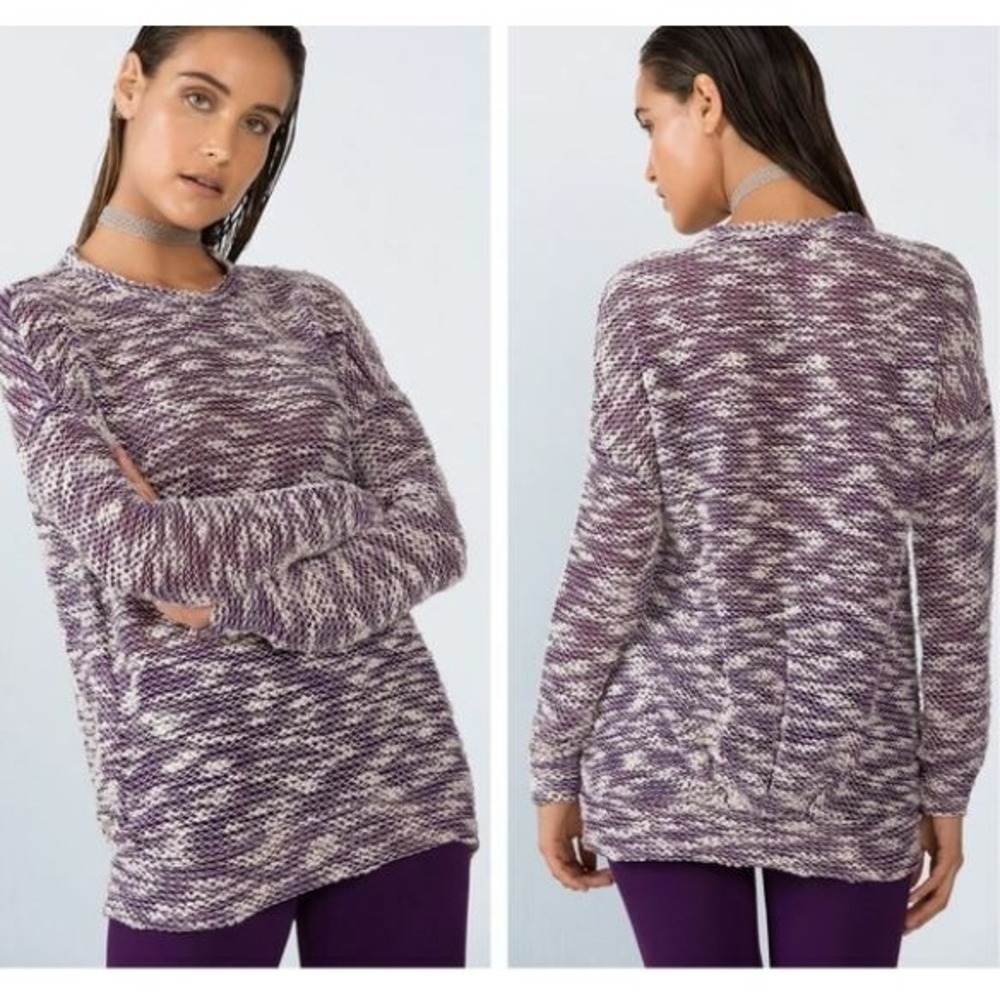 Fabletics Juliette Purple Cream Sweater XS Boucle Weave‎ Long Sleeve Shirt